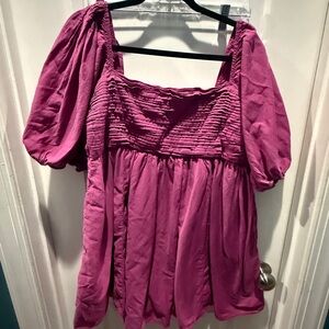 Abercrombie & Fitch Magenta Puff Sleeve Blouse